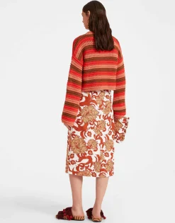 Pencil SkirtReef White in Shot Cotton