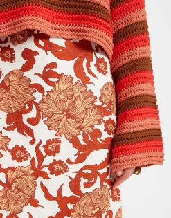 Pencil SkirtReef White in Shot Cotton