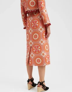 Pencil SkirtSun Orange in Jacquard