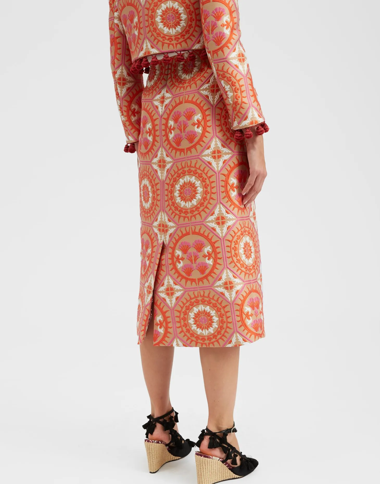 Pencil SkirtSun Orange in Jacquard