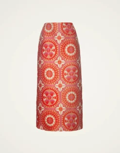 Pencil SkirtSun Orange in Jacquard
