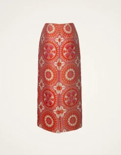 Pencil SkirtSun Orange in Jacquard