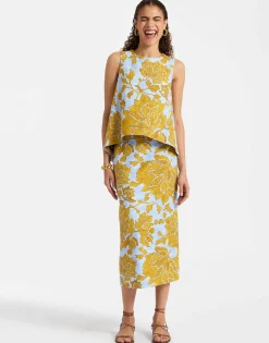 Pencil SkirtTangle Light Blue in Shot Cotton