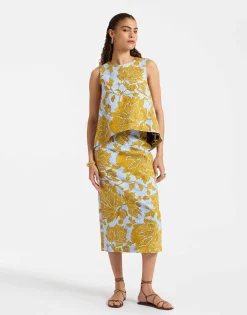 Pencil SkirtTangle Light Blue in Shot Cotton