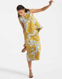 Pencil SkirtTangle Light Blue in Shot Cotton