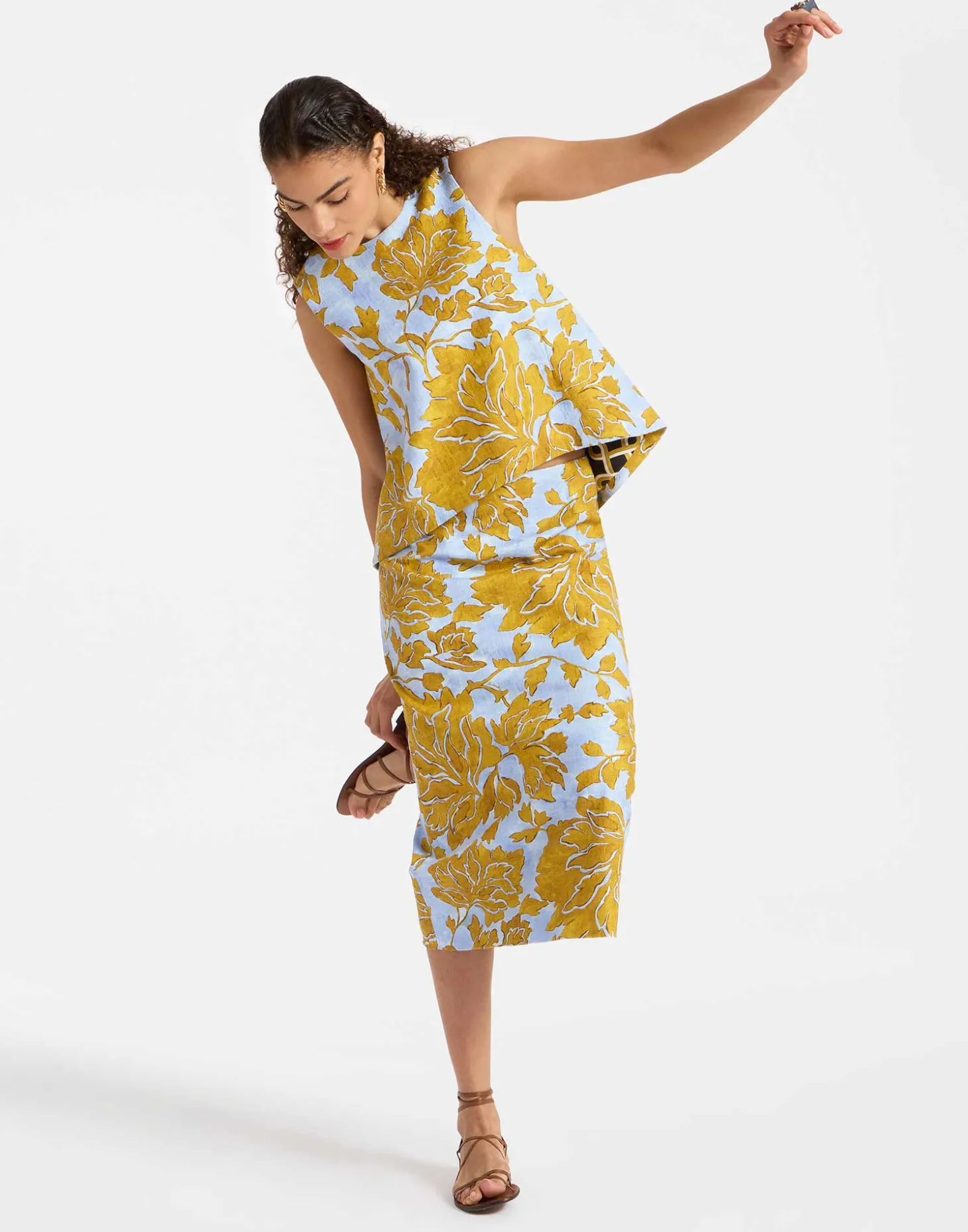 Pencil SkirtTangle Light Blue in Shot Cotton