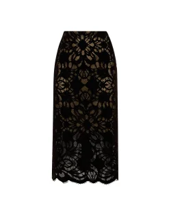 Pencil SkirtVaudeville Brown in Cotton Lace