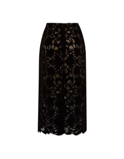 Pencil SkirtVaudeville Brown in Cotton Lace