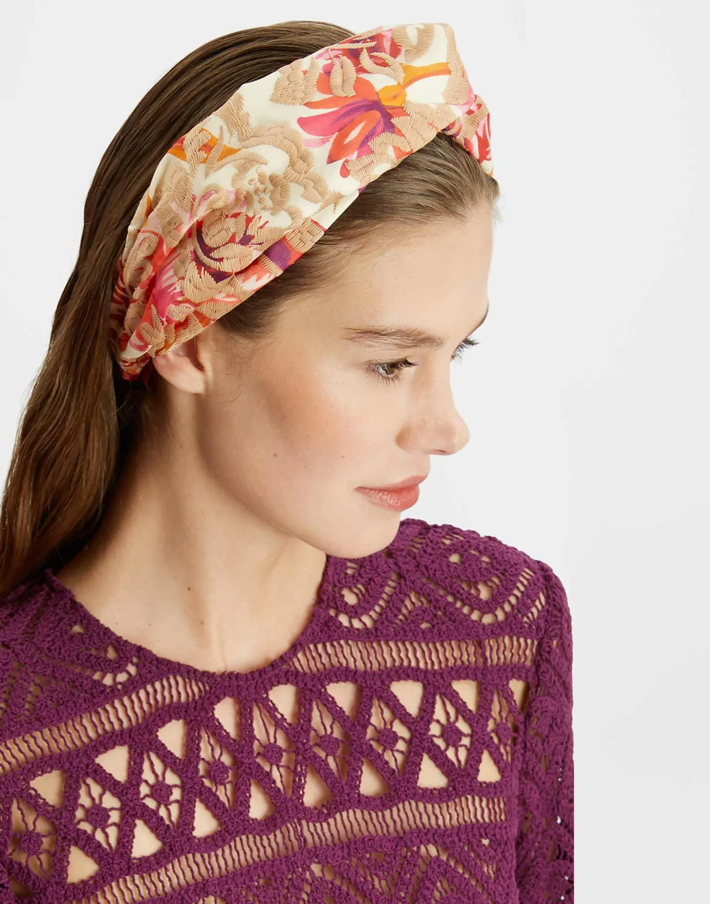 Pinup HeadbandHottie Cream in Embroidered Organza