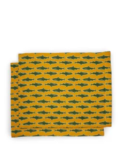 Placemat Set Of 2Como Fish Yellow in Linen