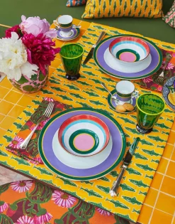 Placemat Set Of 2Como Fish Yellow in Linen