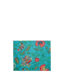 Placemat Set Of 2Dragon Flower Turchese in Linen