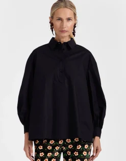 Poet ShirtSolid Black in Cotton Poplin