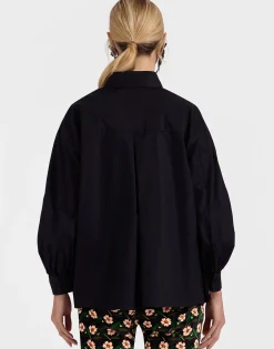 Poet ShirtSolid Black in Cotton Poplin