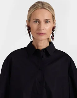 Poet ShirtSolid Black in Cotton Poplin