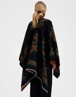 PonchoHerald Black in Wool Silk