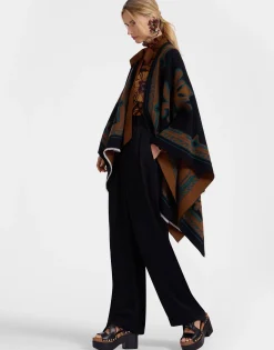 PonchoHerald Black in Wool Silk