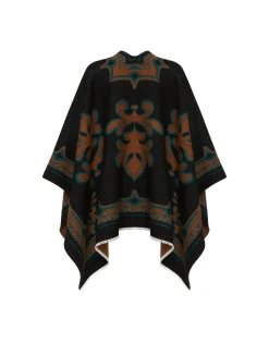 PonchoHerald Black in Wool Silk