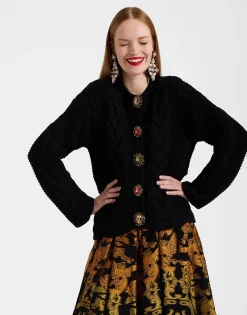 Portrait CardiganSolid Black in Chunky Wool