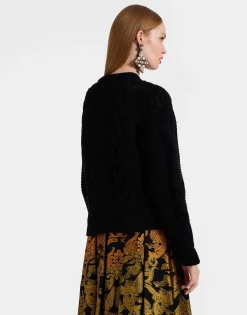 Portrait CardiganSolid Black in Chunky Wool