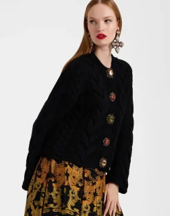 Portrait CardiganSolid Black in Chunky Wool