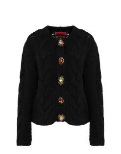 Portrait CardiganSolid Black in Chunky Wool