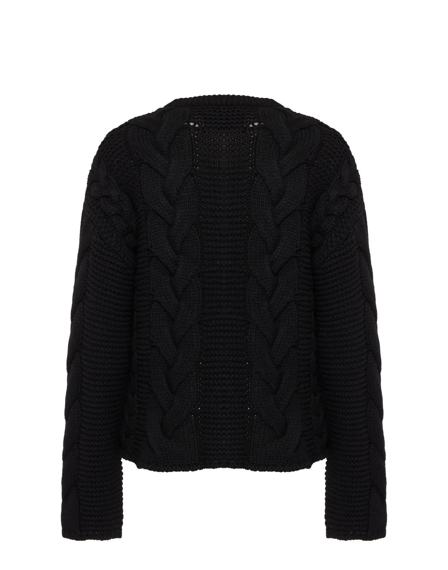 Portrait CardiganSolid Black in Chunky Wool