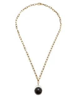 Power Pendant NecklaceBlack Obsidian in Brass