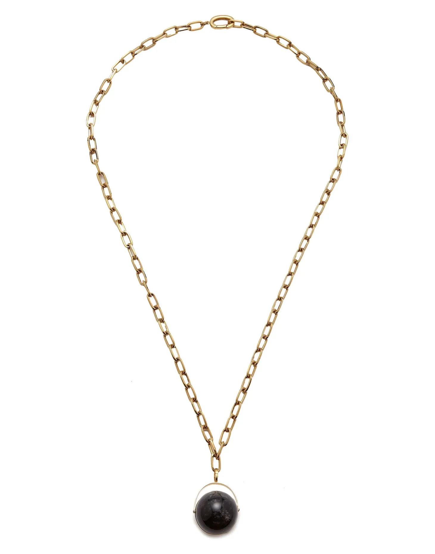 Power Pendant NecklaceBlack Obsidian in Brass