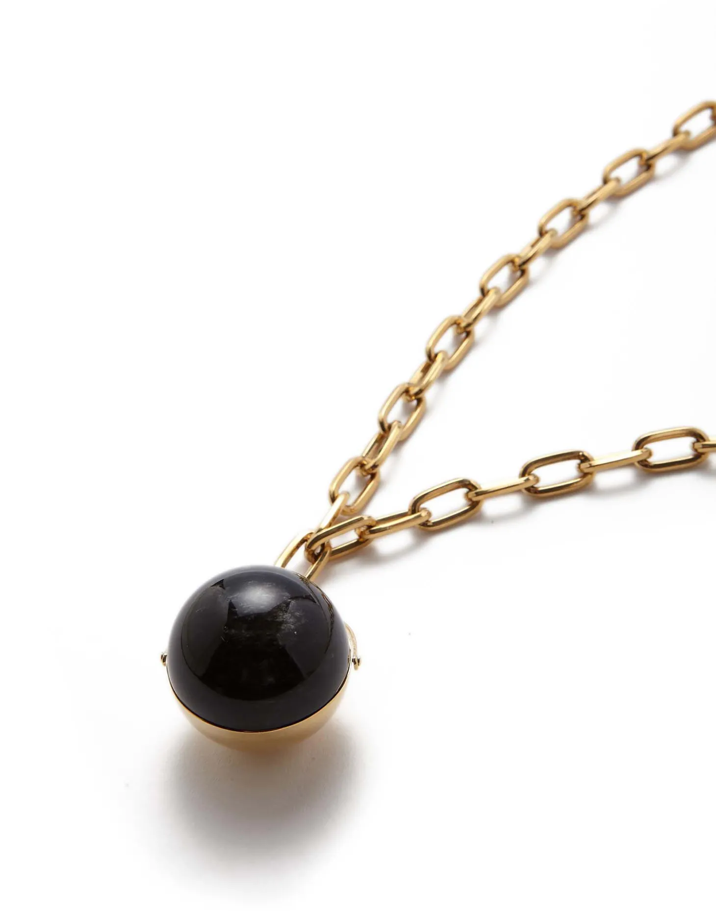 Power Pendant NecklaceBlack Obsidian in Brass