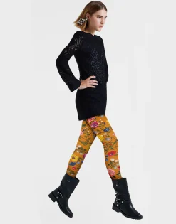 Printed TightsBotticelli Rust in Stretch Nylon