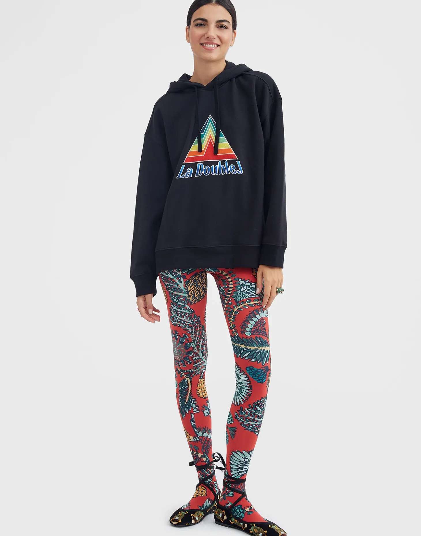 Printed TightsSicomore Red in Stretch Nylon