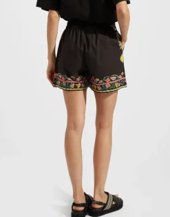 Pull-Up ShortsBorboni Plac&eacute;e Nero in Cotton Poplin