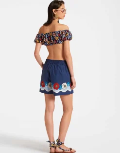 Pull-Up ShortsWhitsun Plac&eacute;e Blue in Cotton Poplin