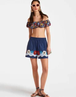 Pull-Up ShortsWhitsun Plac&eacute;e Blue in Cotton Poplin