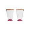 Quilted Glasses Set Of 2Fuchsia in Murano Glass