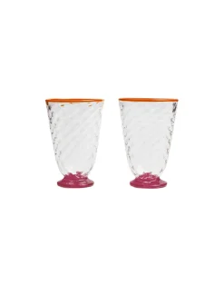 Quilted Glasses Set Of 2Fuchsia in Murano Glass