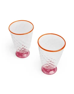 Quilted Glasses Set Of 2Fuchsia in Murano Glass