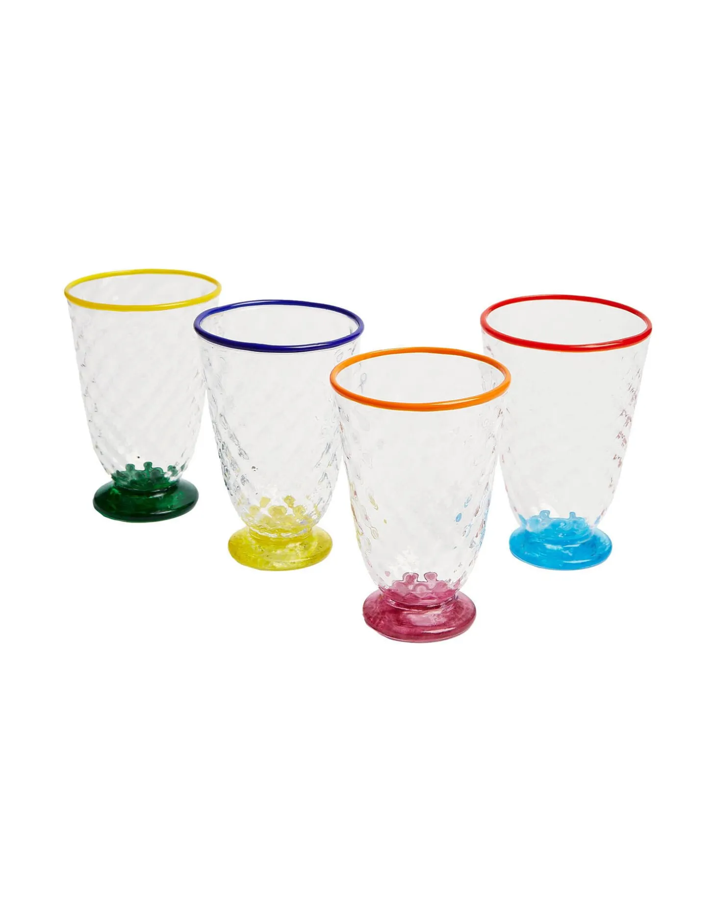 Quilted Glasses Set Of 4Multicolor in Murano Glass