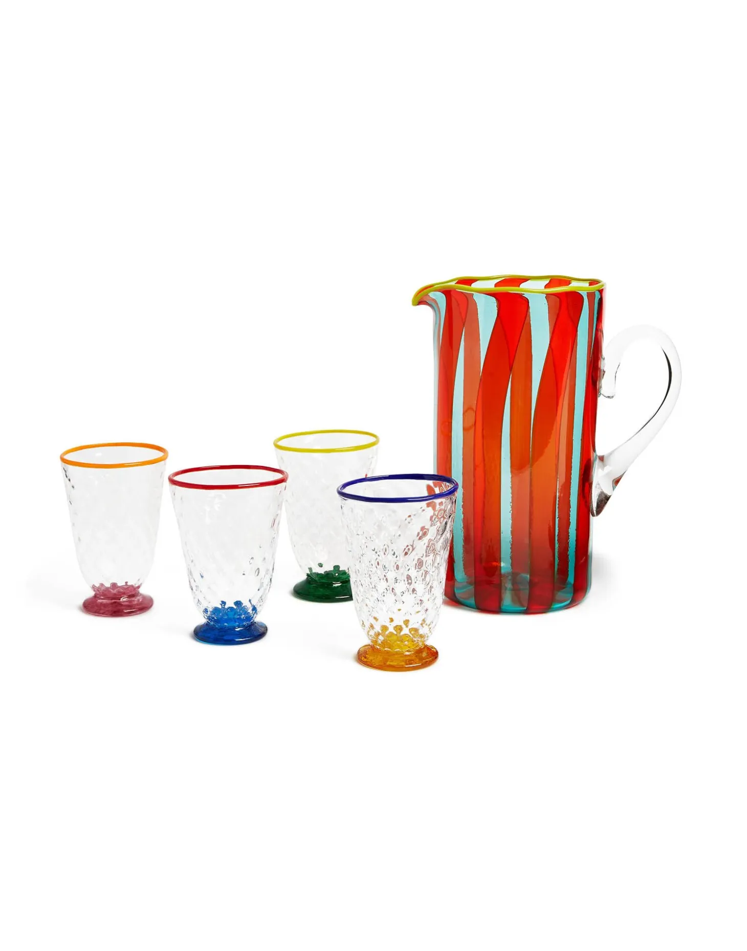 Quilted Glasses Set Of 4Multicolor in Murano Glass