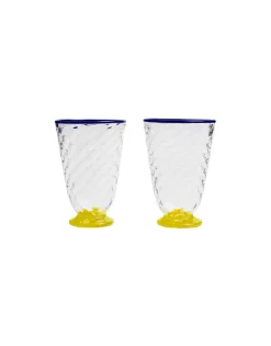 Quilted Glasses Set Of 2Yellow in Murano Glass