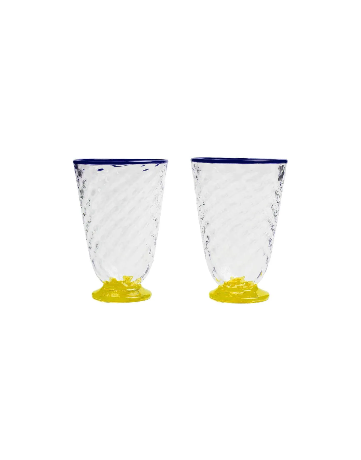 Quilted Glasses Set Of 2Yellow in Murano Glass