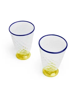 Quilted Glasses Set Of 2Yellow in Murano Glass