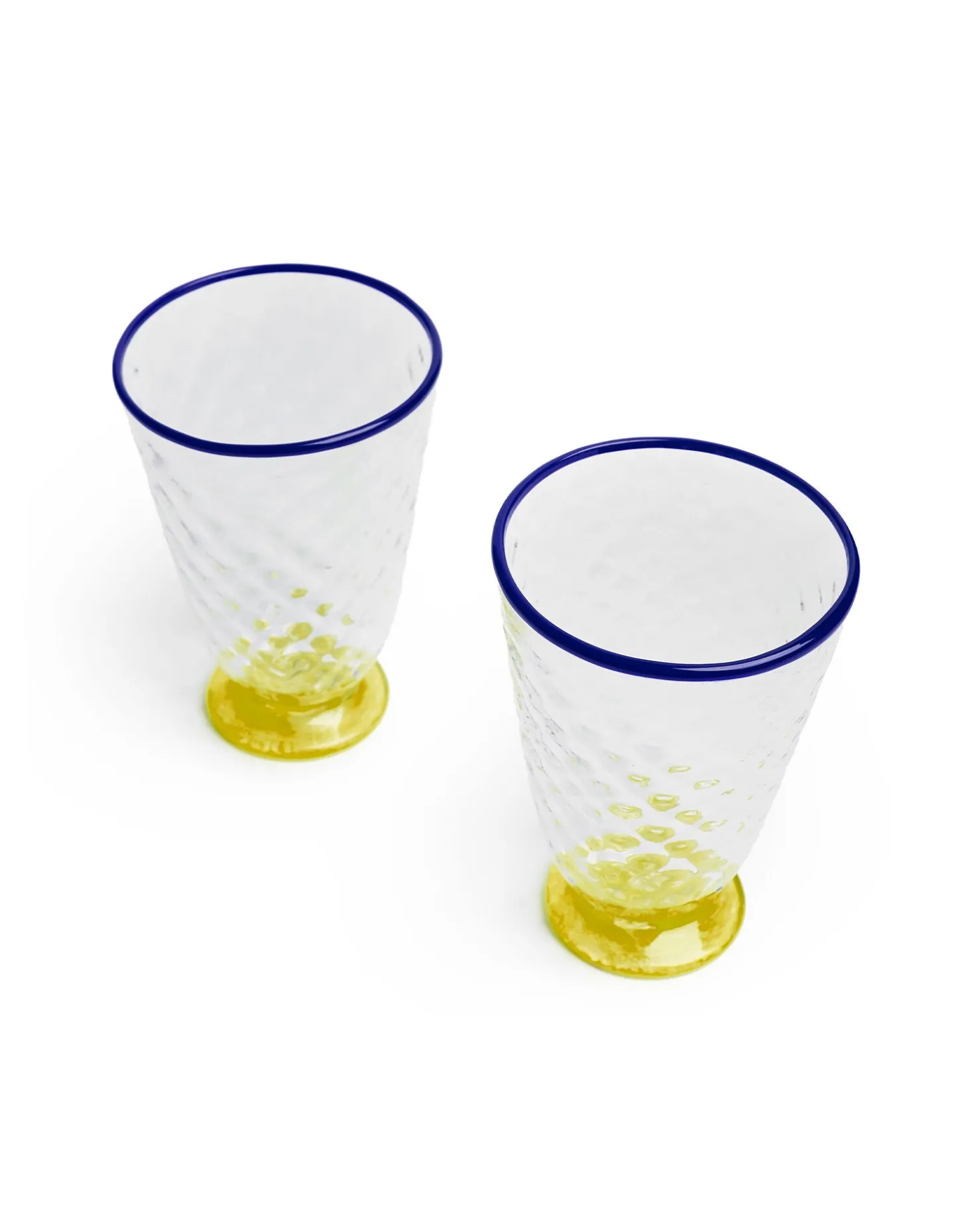 Quilted Glasses Set Of 2Yellow in Murano Glass