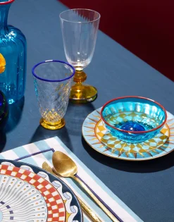 Quilted Glasses Set Of 2Yellow in Murano Glass