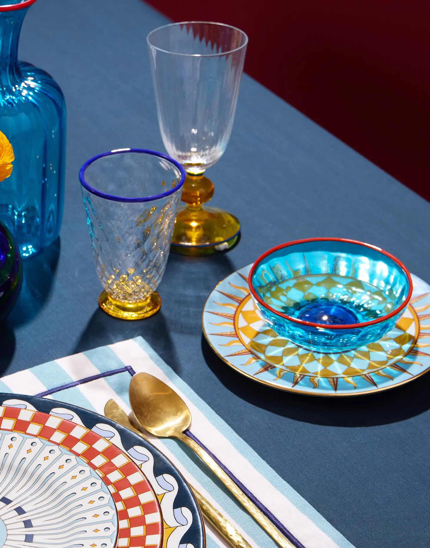 Quilted Glasses Set Of 2Yellow in Murano Glass