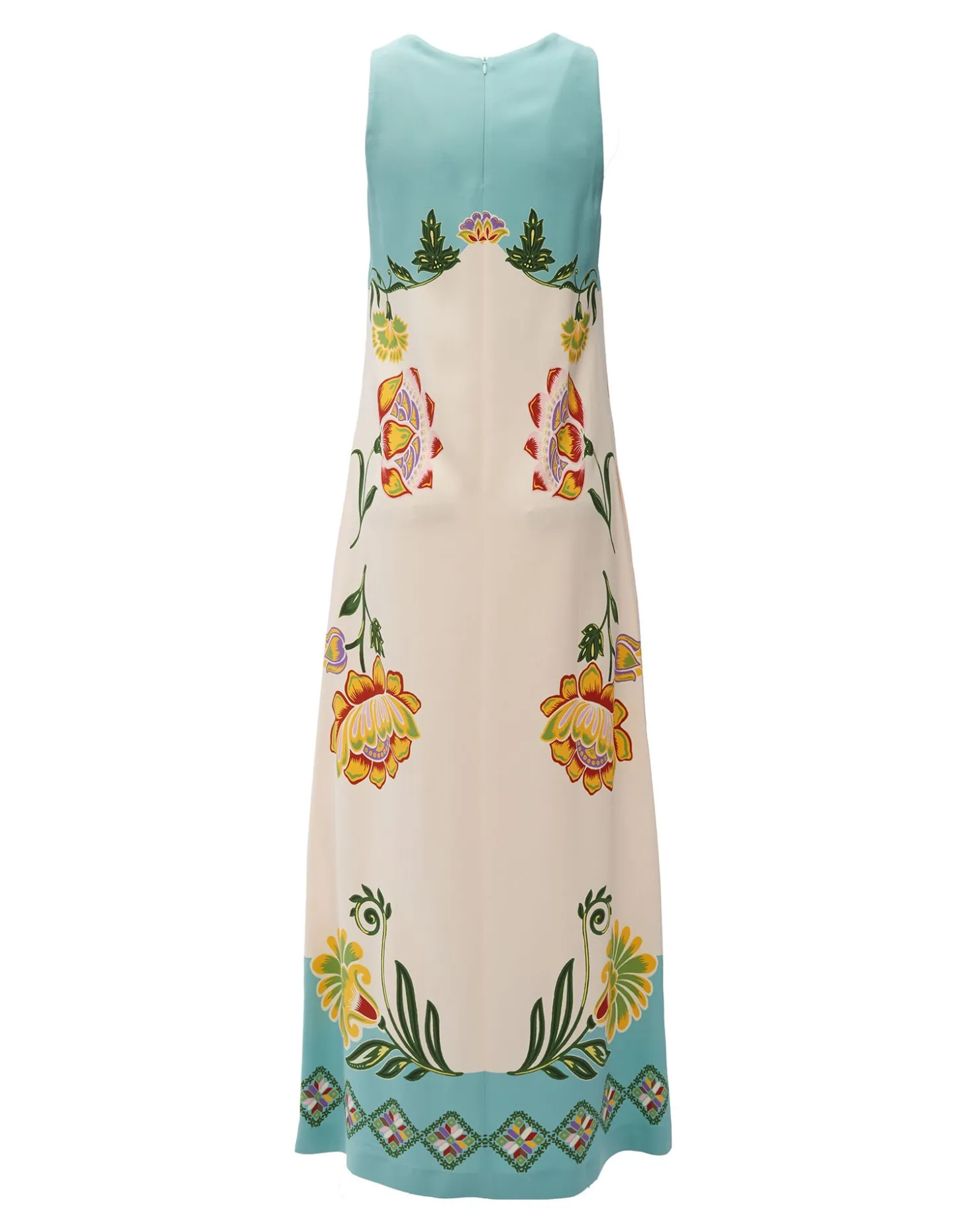Racer DressFolk Flowers Azzurro Placée in Viscose Jersey