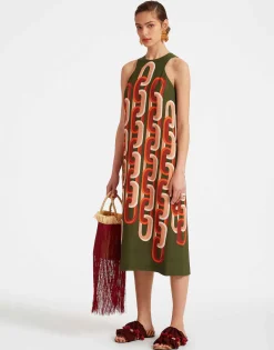 Racer Midi DressPrometheus Plac&eacute;e Camouflage in Sabl&eacute;