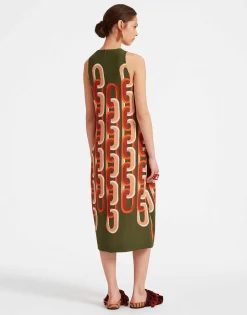 Racer Midi DressPrometheus Plac&eacute;e Camouflage in Sabl&eacute;