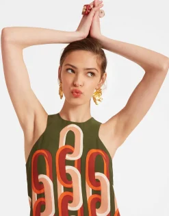 Racer Midi DressPrometheus Placée Camouflage in Sablé